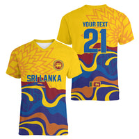 World Cricket Custom Sri Lanka Women V-Neck T-Shirt Lion with Sword Api Dinamu!