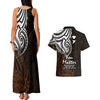 Your Matter Suicide Prevention Couples Matching Tank Maxi Dress and Hawaiian Shirt Gold Polynesian Tribal LT9 - Wonder Print Shop