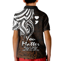 Your Matter Suicide Prevention Kid Polo Shirt Gold Polynesian Tribal - Wonder Print Shop