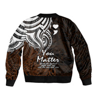 Your Matter Suicide Prevention Sleeve Zip Bomber Jacket Gold Polynesian Tribal - Wonder Print Shop