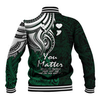 Your Matter Suicide Prevention Baseball Jacket Green Polynesian Tribal LT9 - Wonder Print Shop
