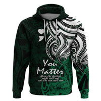 Your Matter Suicide Prevention Hoodie Green Polynesian Tribal - Wonder Print Shop