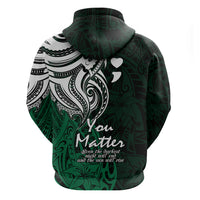Your Matter Suicide Prevention Hoodie Green Polynesian Tribal - Wonder Print Shop