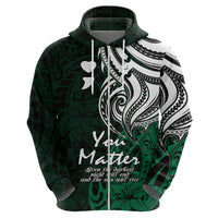 Your Matter Suicide Prevention Hoodie Green Polynesian Tribal - Wonder Print Shop