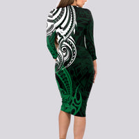 Your Matter Suicide Prevention Long Sleeve Bodycon Dress Green Polynesian Tribal - Wonder Print Shop