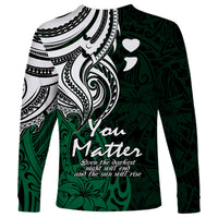 Your Matter Suicide Prevention Long Sleeve Shirt Green Polynesian Tribal - Wonder Print Shop