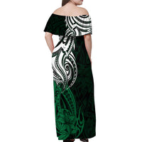 Your Matter Suicide Prevention Off Shoulder Maxi Dress Green Polynesian Tribal - Wonder Print Shop