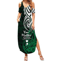 Your Matter Suicide Prevention Summer Maxi Dress Green Polynesian Tribal - Wonder Print Shop