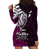 Your Matter Suicide Prevention Hoodie Dress Pink Polynesian Tribal - Wonder Print Shop
