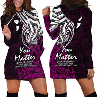 Your Matter Suicide Prevention Hoodie Dress Pink Polynesian Tribal - Wonder Print Shop