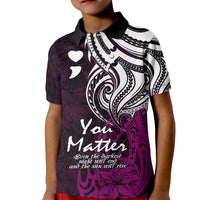 Your Matter Suicide Prevention Kid Polo Shirt Pink Polynesian Tribal - Wonder Print Shop