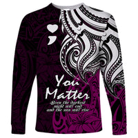 Your Matter Suicide Prevention Long Sleeve Shirt Pink Polynesian Tribal - Wonder Print Shop