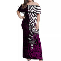 Your Matter Suicide Prevention Off Shoulder Maxi Dress Pink Polynesian Tribal - Wonder Print Shop