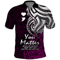Your Matter Suicide Prevention Polo Shirt Pink Polynesian Tribal - Wonder Print Shop