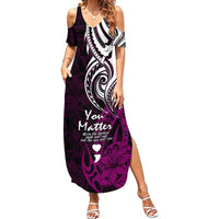 Your Matter Suicide Prevention Summer Maxi Dress Pink Polynesian Tribal - Wonder Print Shop