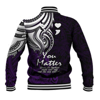Your Matter Suicide Prevention Baseball Jacket Purple Polynesian Tribal LT9 - Wonder Print Shop