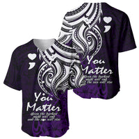 Your Matter Suicide Prevention Baseball Jersey Purple Polynesian Tribal LT9 - Wonder Print Shop