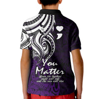Your Matter Suicide Prevention Kid Polo Shirt Purple Polynesian Tribal - Wonder Print Shop