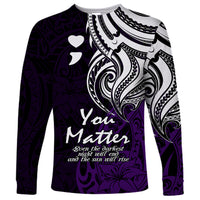 Your Matter Suicide Prevention Long Sleeve Shirt Purple Polynesian Tribal - Wonder Print Shop