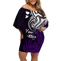 Your Matter Suicide Prevention Off Shoulder Short Dress Purple Polynesian Tribal - Wonder Print Shop