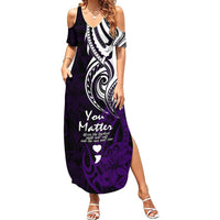 Your Matter Suicide Prevention Summer Maxi Dress Purple Polynesian Tribal - Wonder Print Shop