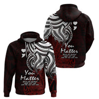 Your Matter Suicide Prevention Hoodie Red Polynesian Tribal - Wonder Print Shop