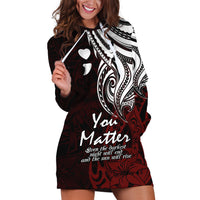 Your Matter Suicide Prevention Hoodie Dress Red Polynesian Tribal - Wonder Print Shop