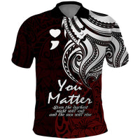 Your Matter Suicide Prevention Polo Shirt Red Polynesian Tribal - Wonder Print Shop