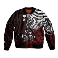 Your Matter Suicide Prevention Sleeve Zip Bomber Jacket Red Polynesian Tribal - Wonder Print Shop