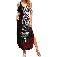 Your Matter Suicide Prevention Summer Maxi Dress Red Polynesian Tribal - Wonder Print Shop