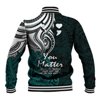 Your Matter Suicide Prevention Baseball Jacket Turqoise Polynesian Tribal LT9 - Wonder Print Shop
