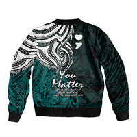 Your Matter Suicide Prevention Bomber Jacket Turqoise Polynesian Tribal LT9 - Wonder Print Shop