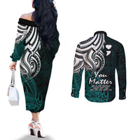 your-matter-suicide-prevention-couples-matching-off-the-shoulder-long-sleeve-dress-and-long-sleeve-button-shirts-turqoise-polynesian-tribal