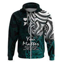 Your Matter Suicide Prevention Hoodie Turqoise Polynesian Tribal - Wonder Print Shop