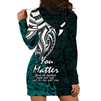 Your Matter Suicide Prevention Hoodie Dress Turqoise Polynesian Tribal - Wonder Print Shop