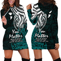 Your Matter Suicide Prevention Hoodie Dress Turqoise Polynesian Tribal - Wonder Print Shop