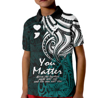 Your Matter Suicide Prevention Kid Polo Shirt Turqoise Polynesian Tribal - Wonder Print Shop
