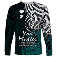 Your Matter Suicide Prevention Long Sleeve Shirt Turqoise Polynesian Tribal - Wonder Print Shop