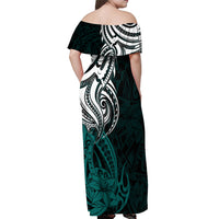 Your Matter Suicide Prevention Off Shoulder Maxi Dress Turqoise Polynesian Tribal - Wonder Print Shop