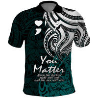 Your Matter Suicide Prevention Polo Shirt Turqoise Polynesian Tribal - Wonder Print Shop