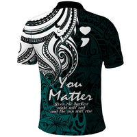 Your Matter Suicide Prevention Polo Shirt Turqoise Polynesian Tribal - Wonder Print Shop