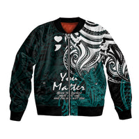 Your Matter Suicide Prevention Sleeve Zip Bomber Jacket Turqoise Polynesian Tribal - Wonder Print Shop