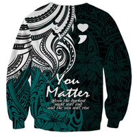 Your Matter Suicide Prevention Sweatshirt Turqoise Polynesian Tribal - Wonder Print Shop