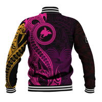 Papua New Guinea Island Baseball Jacket Bird of Paradise with Gold Polynesian Tribal LT9 - Wonder Print Shop