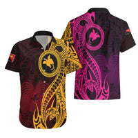 Papua New Guinea Island Hawaiian Shirt Bird of Paradise with Gold Polynesian Tribal - Wonder Print Shop
