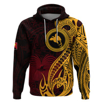 Papua New Guinea Island Hoodie Bird of Paradise with Gold Polynesian Tribal - Wonder Print Shop