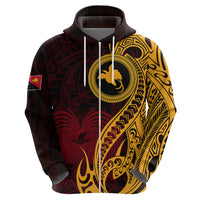 Papua New Guinea Island Hoodie Bird of Paradise with Gold Polynesian Tribal - Wonder Print Shop