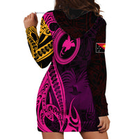 Papua New Guinea Island Hoodie Dress Bird of Paradise with Gold Polynesian Tribal - Wonder Print Shop