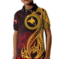 Papua New Guinea Island Kid Polo Shirt Bird of Paradise with Gold Polynesian Tribal - Wonder Print Shop