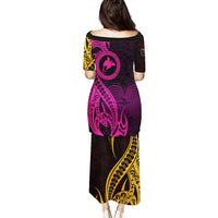 Papua New Guinea Island Puletasi Bird of Paradise with Gold Polynesian Tribal - Wonder Print Shop